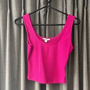 Vibrant Pink Ribbed Women's Top